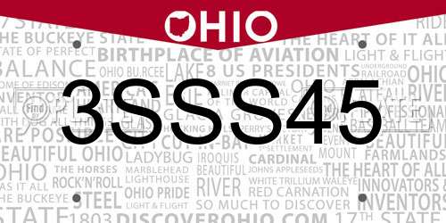 3SSS45 Ohio License Plate