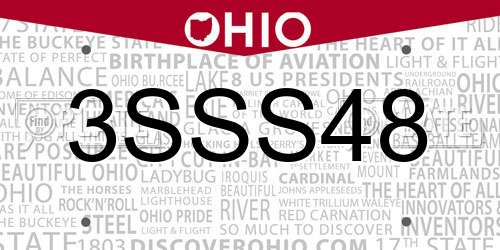 3SSS48 Ohio License Plate