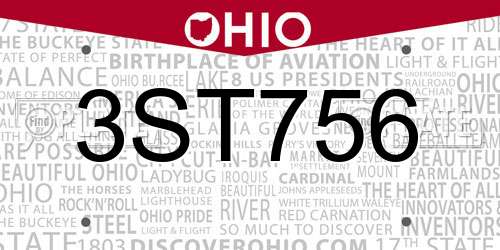 3ST756 Ohio License Plate