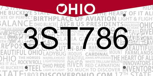 3ST786 Ohio License Plate