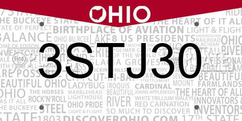 3STJ30 Ohio License Plate