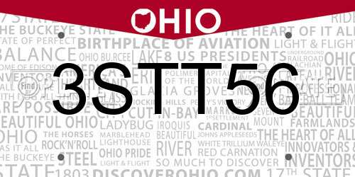 3STT56 Ohio License Plate