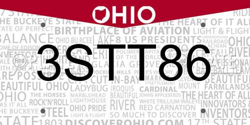 3STT86 Ohio License Plate