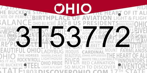 3T53772 Ohio License Plate