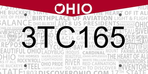 3TC165 Ohio License Plate