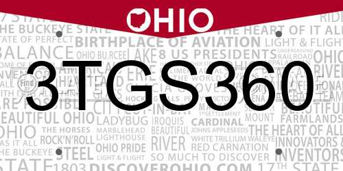 3TGS360 Ohio License Plate