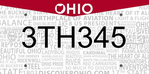 3TH345 Ohio License Plate