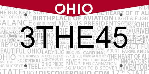 3THE45 Ohio License Plate