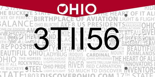 3TII56 Ohio License Plate