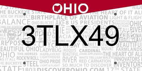 3TLX49 Ohio License Plate