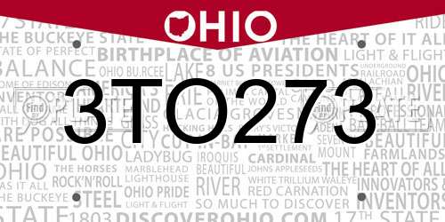3TO273 Ohio License Plate