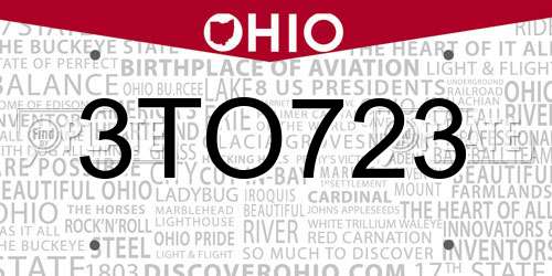 3TO723 Ohio License Plate