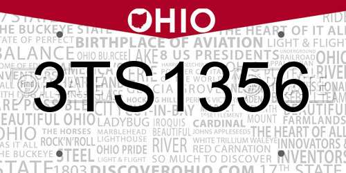 3TS1356 Ohio License Plate