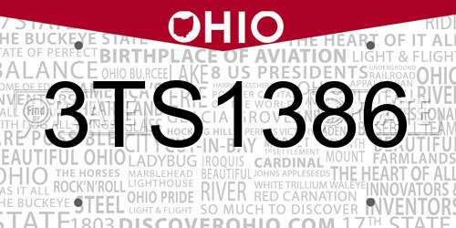 3TS1386 Ohio License Plate