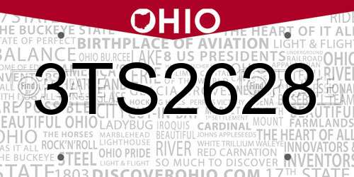 3TS2628 Ohio License Plate