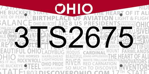 3TS2675 Ohio License Plate
