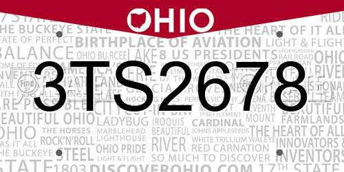 3TS2678 Ohio License Plate