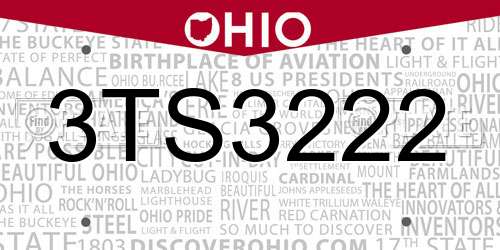 3TS3222 Ohio License Plate