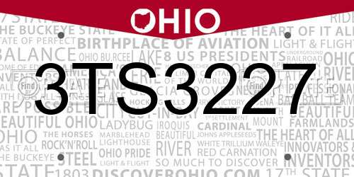 3TS3227 Ohio License Plate