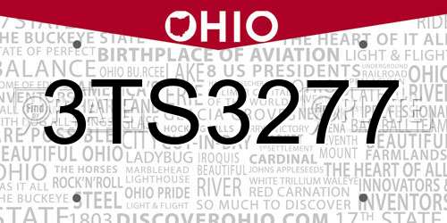 3TS3277 Ohio License Plate