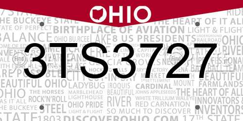 3TS3727 Ohio License Plate