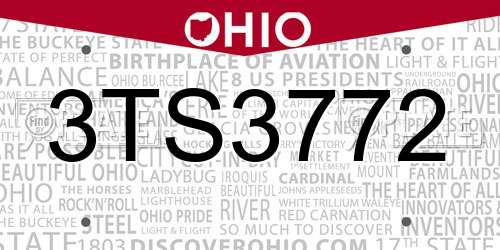 3TS3772 Ohio License Plate