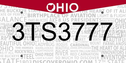 3TS3777 Ohio License Plate