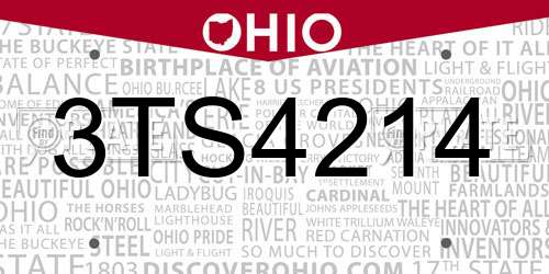3TS4214 Ohio License Plate