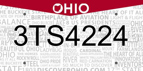 3TS4224 Ohio License Plate