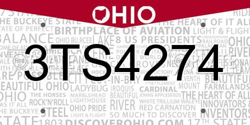 3TS4274 Ohio License Plate