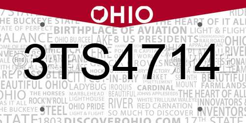 3TS4714 Ohio License Plate