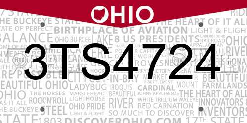 3TS4724 Ohio License Plate