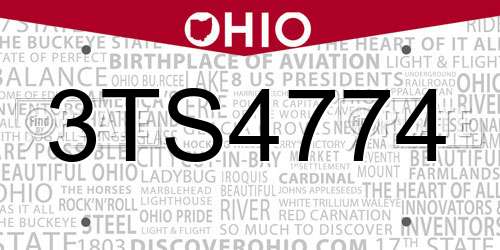 3TS4774 Ohio License Plate