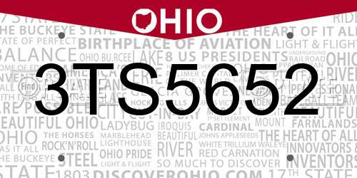 3TS5652 Ohio License Plate