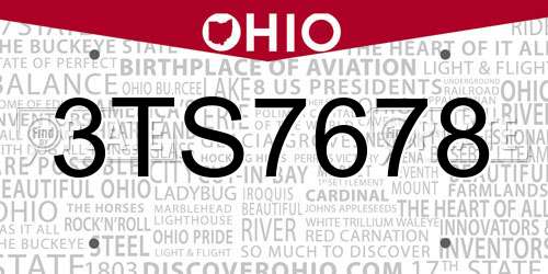 3TS7678 Ohio License Plate