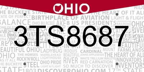 3TS8687 Ohio License Plate