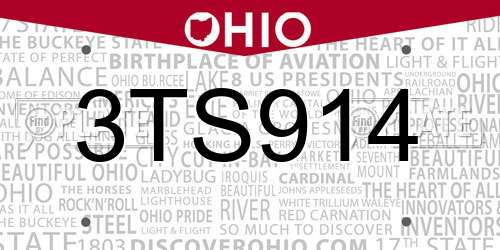 3TS914 Ohio License Plate