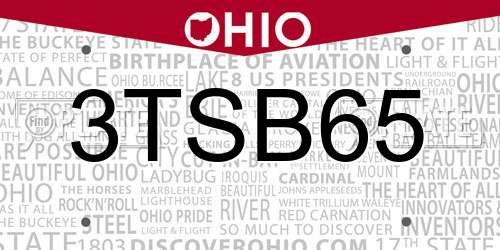 3TSB65 Ohio License Plate