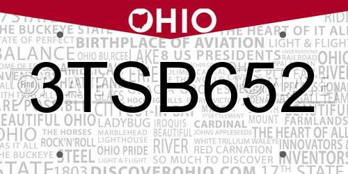 3TSB652 Ohio License Plate