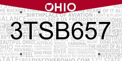 3TSB657 Ohio License Plate