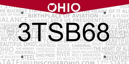 3TSB68 Ohio License Plate