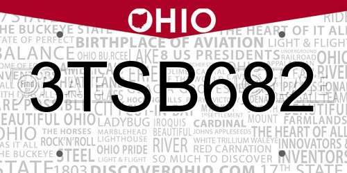 3TSB682 Ohio License Plate