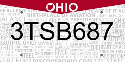 3TSB687 Ohio License Plate