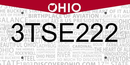 3TSE222 Ohio License Plate