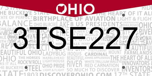 3TSE227 Ohio License Plate