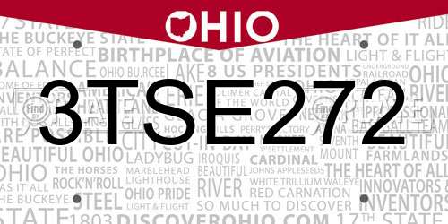 3TSE272 Ohio License Plate