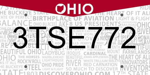 3TSE772 Ohio License Plate