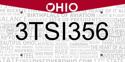 3TSI356 Ohio License Plate