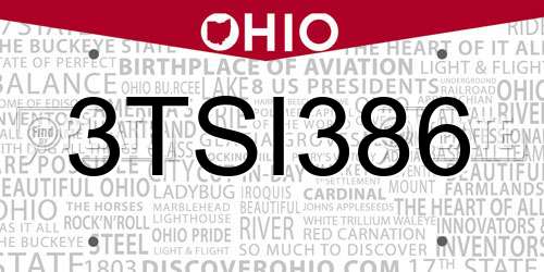 3TSI386 Ohio License Plate