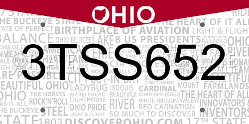 3TSS652 Ohio License Plate